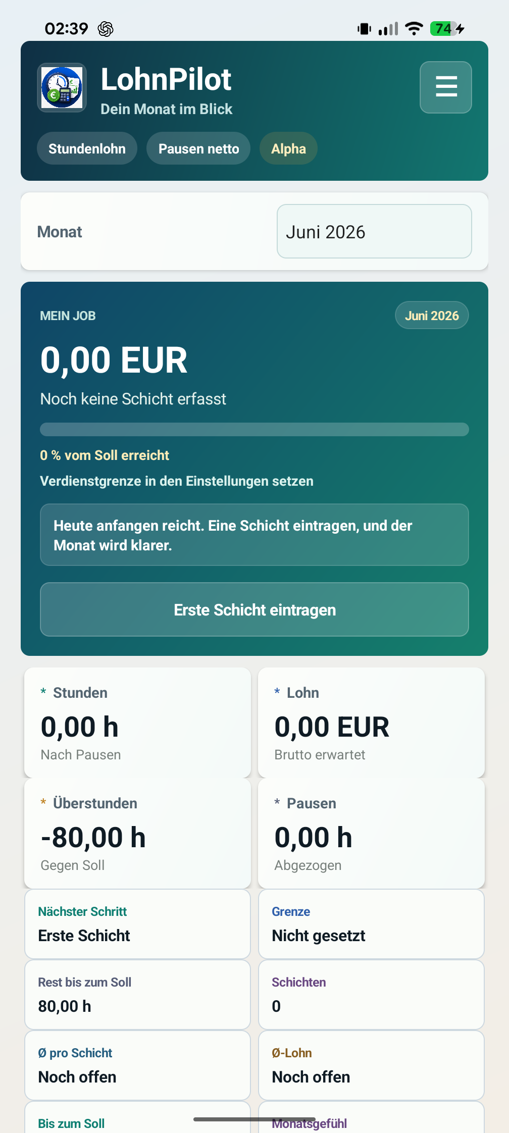LohnPilot App Screenshot